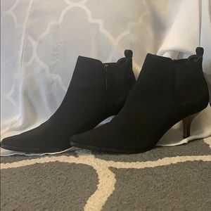 Donald J Pliner Black Satin Ankle Boots Size 8
